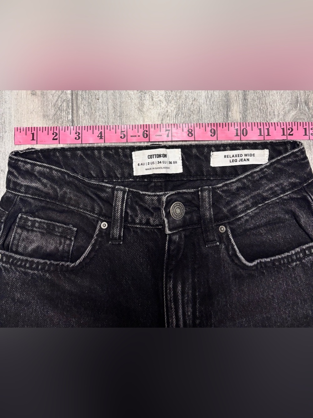 Cotton On Relaxed Wide Leg Jeans Black Wash High Rise Size 2 Y2K  Streetwear - Picture 10 of 10